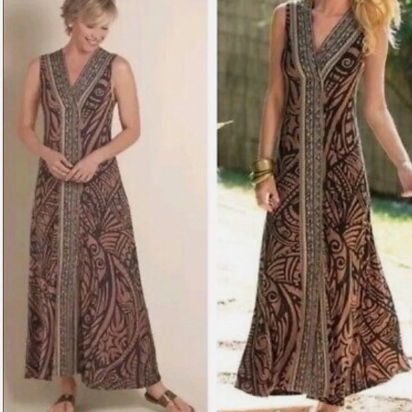 Soft Surroundings super soft maxi dress Serengeti Small - Picture 1 of 5